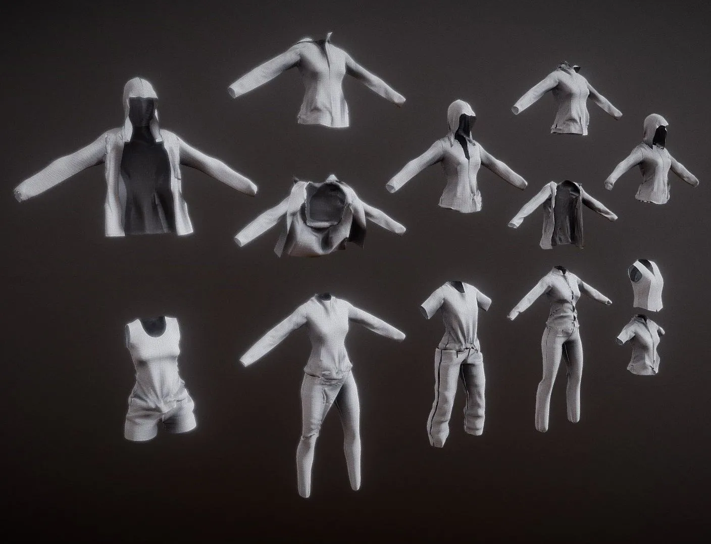 PBR Game 3D Models – Shape Of Clothes For Ray Ii By Cloth Sim