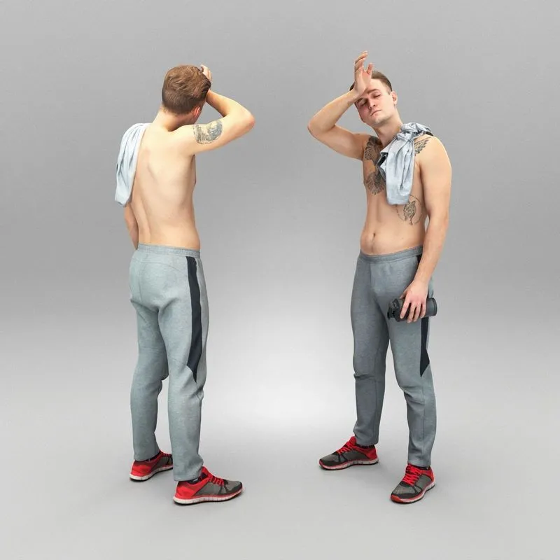 PBR Game 3D Models – Shirtless young man with towel 380