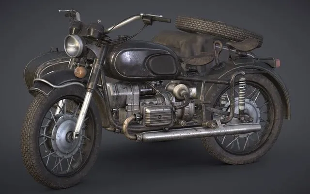 PBR Game 3D Models – Sidecar MotoBike Dnieper