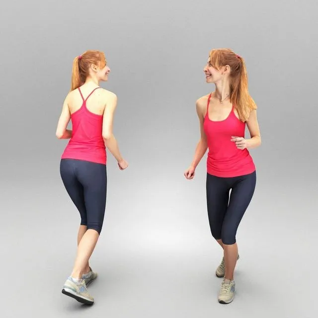 PBR Game 3D Models – Smiling young woman running 371