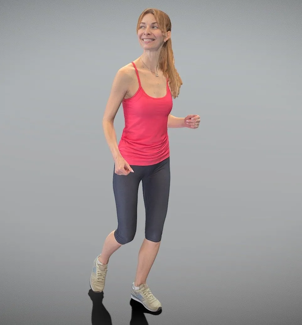 PBR Game 3D Models – Smiling Young Woman Running 371