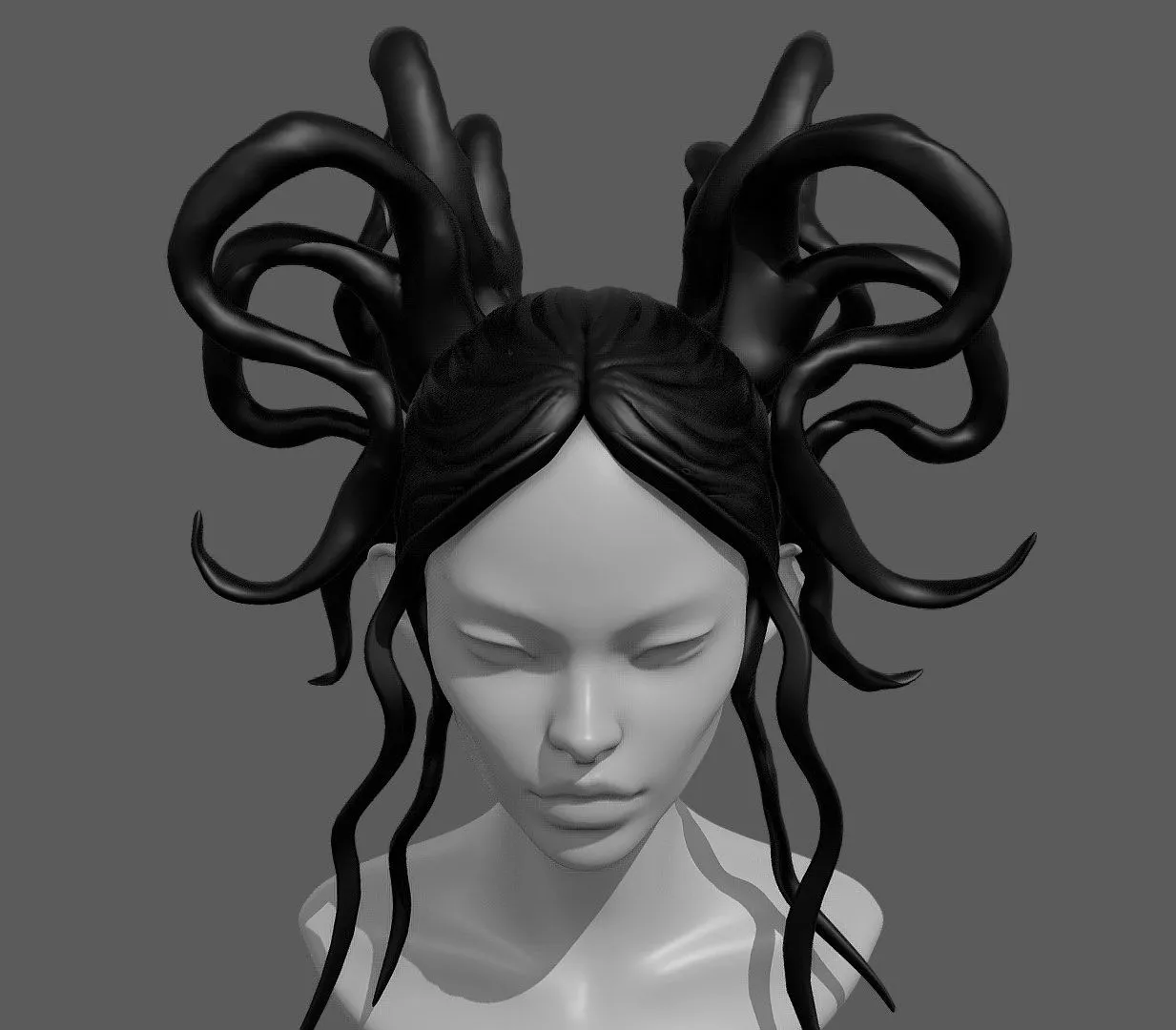 PBR Game 3D Models – Snake Ponytail Hair Style