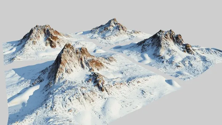 PBR Game 3D Models – Snow Mountain Pack (World Machine) Type1