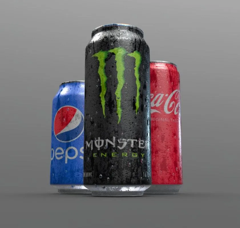 PBR Game 3D Models – Soda Cans Coke Monster Pepsi