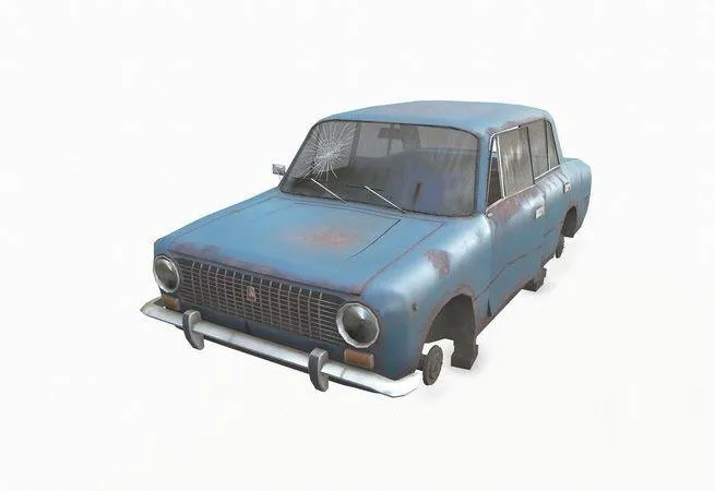 PBR Game 3D Models – Soviet abandoned car
