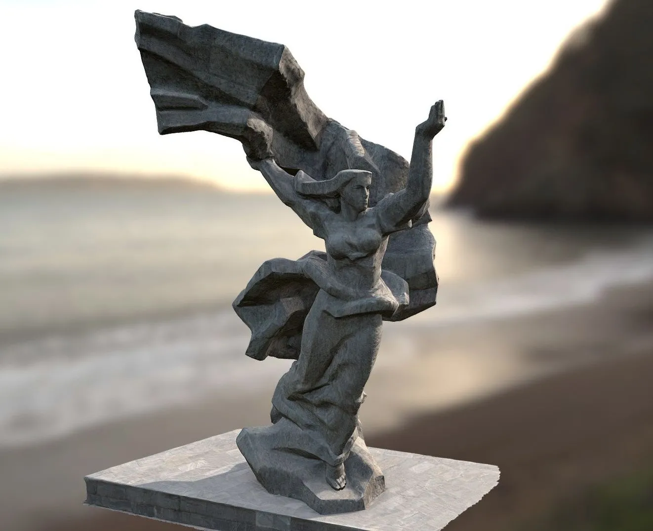 PBR Game 3D Models – Soviet Sculpture Of A Woman