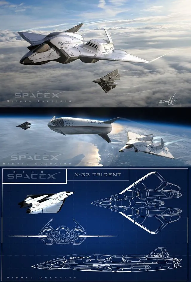 PBR Game 3D Models – Space X-32 TRIDENT Star Fighter 2040