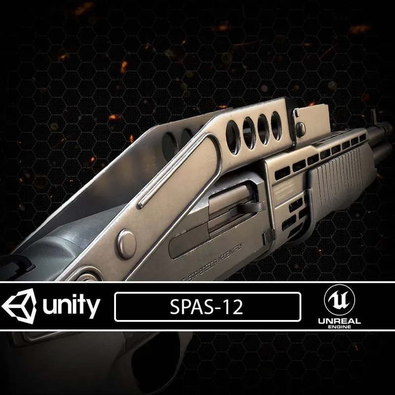 PBR Game 3D Models – SPAS-12 shotgun