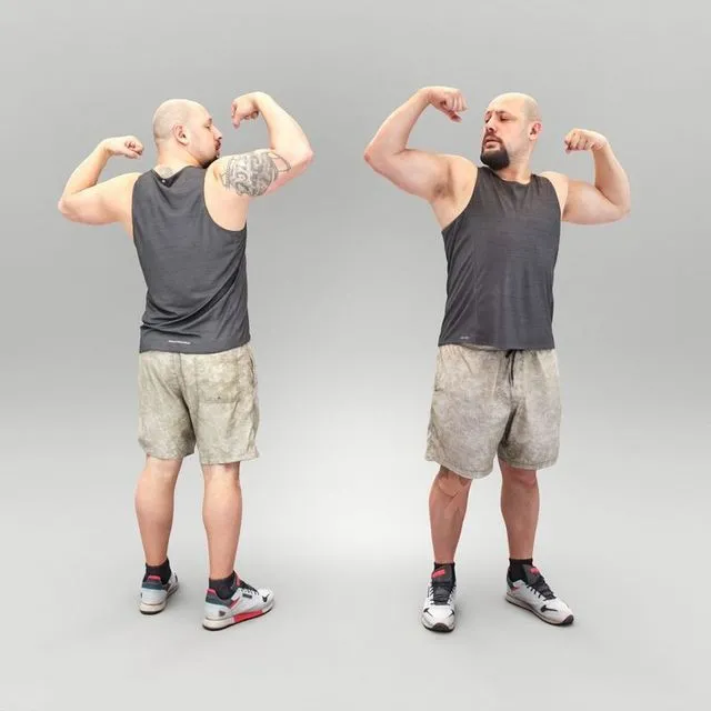 PBR Game 3D Models – Sporty man demonstrating muscles 408