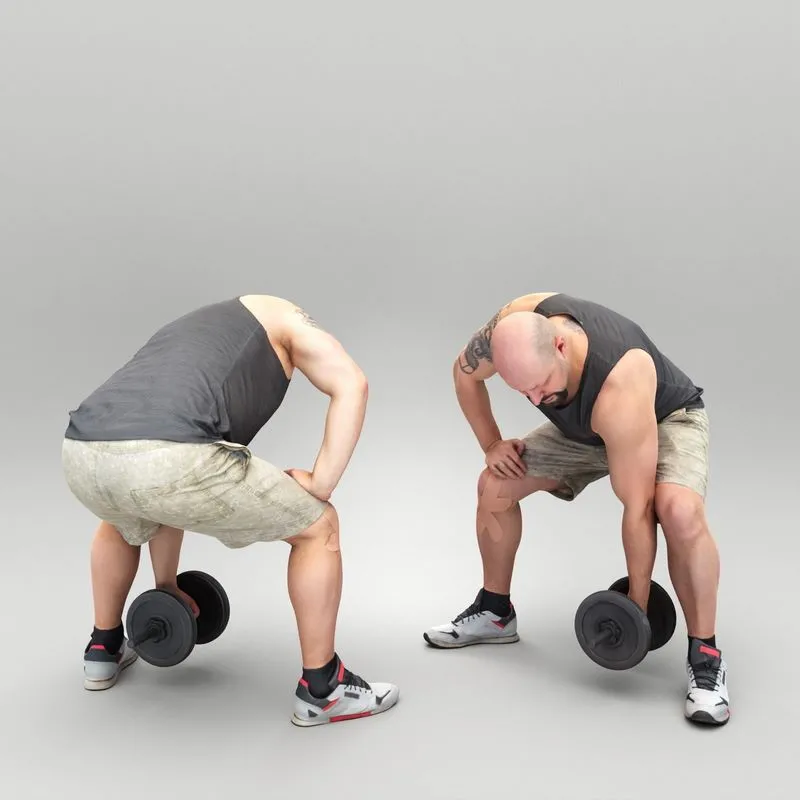 PBR Game 3D Models – Sporty man training with dumbbell 413