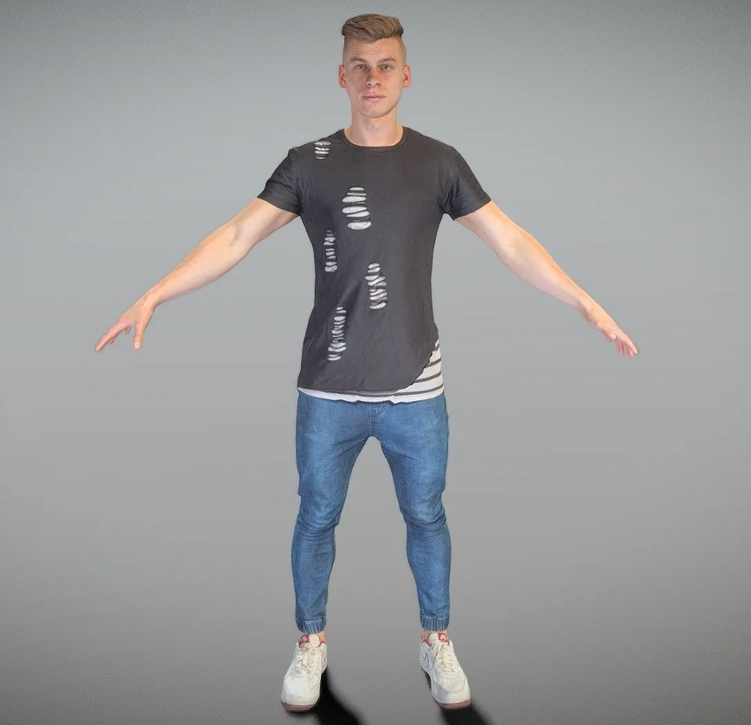 PBR Game 3D Models – Sporty Young Man In Jeans 115