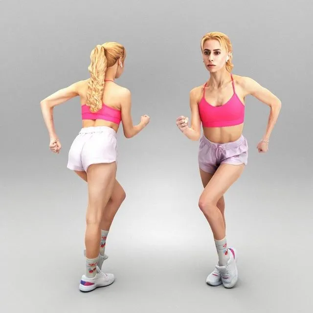 PBR Game 3D Models – Sporty young woman doing workout 373