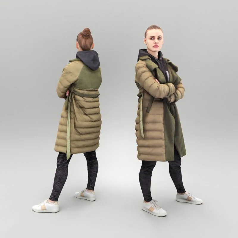 PBR Game 3D Models – Standing young woman in puffer jacket 406