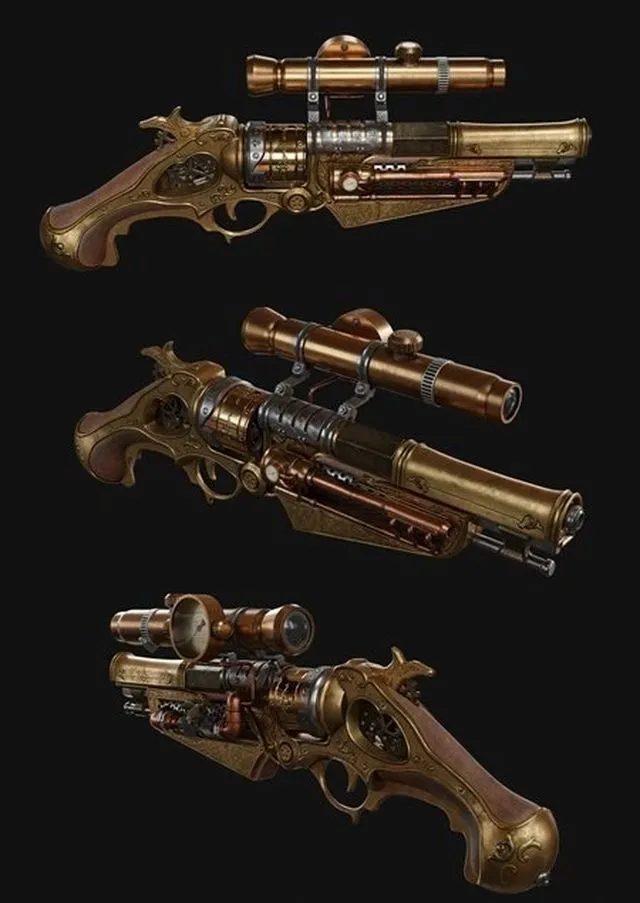 PBR Game 3D Models – Steam Punk Gun