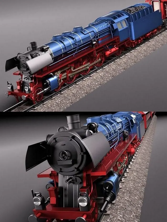PBR Game 3D Models – Steam Train Express F-series BR 03.10 1950