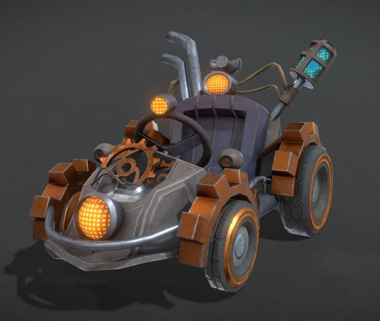 PBR Game 3D Models – Steampunk Kart Stylized Game Model