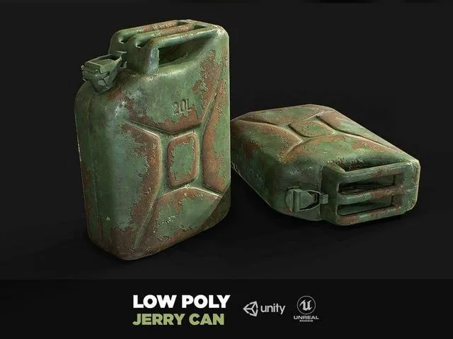 PBR Game 3D Models – Steel Jerry Can Olive Green 20 Ltr