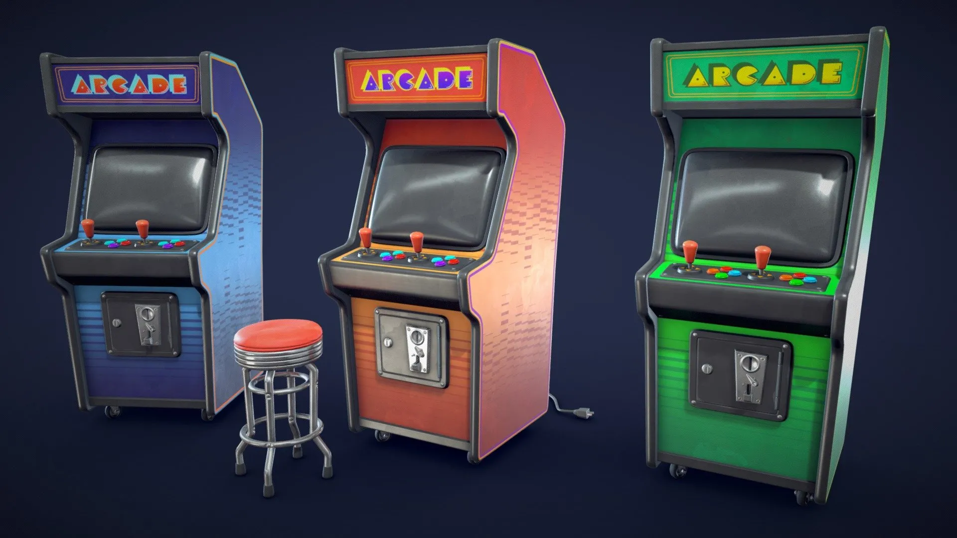 PBR Game 3D Models – Stylized Arcade Machine Low Poly