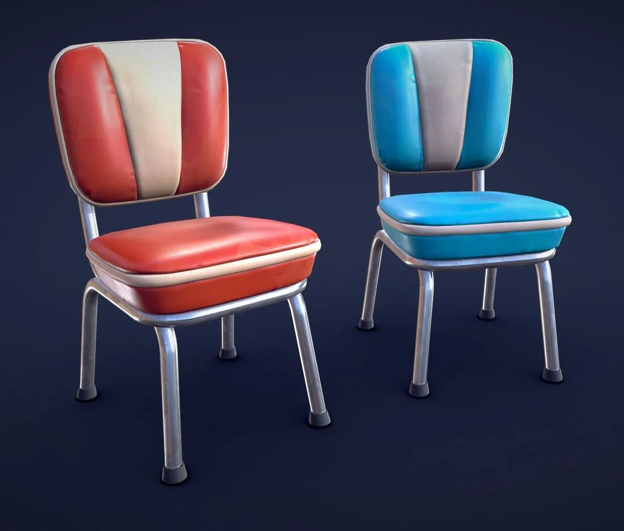 PBR Game 3D Models – Stylized Diner Chair Low Poly