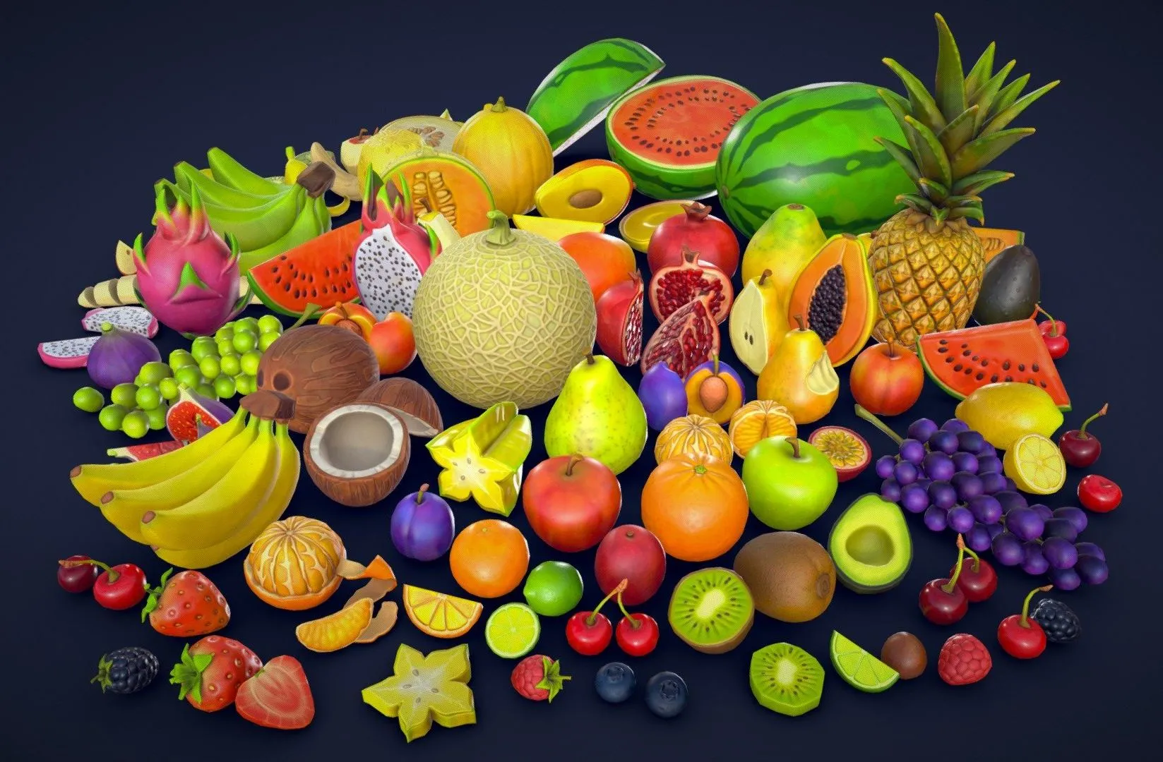 PBR Game 3D Models – Stylized Fruits Collection Low Poly