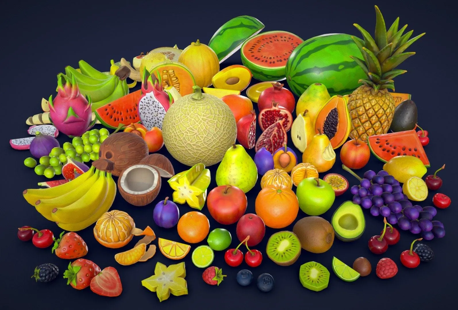 PBR Game 3D Models – Stylized Fruits Collection Low Poly