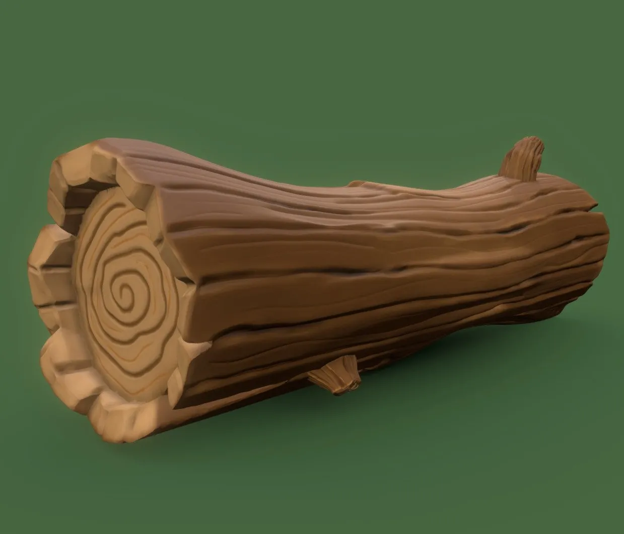 PBR Game 3D Models - Stylized Log Digital Sculpting