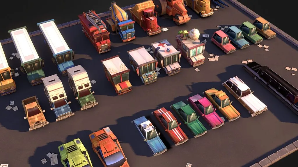 PBR Game 3D Models – Stylized Urban Vehicles Set
