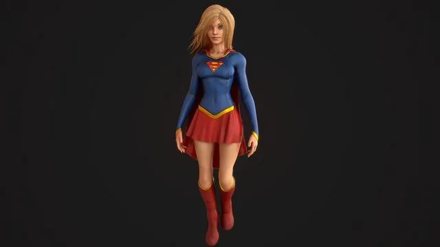 PBR Game 3D Models - Supergirl Low-poly
