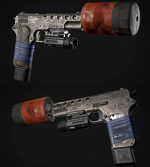 PBR Game 3D Models - Suppressed 1909 Colt