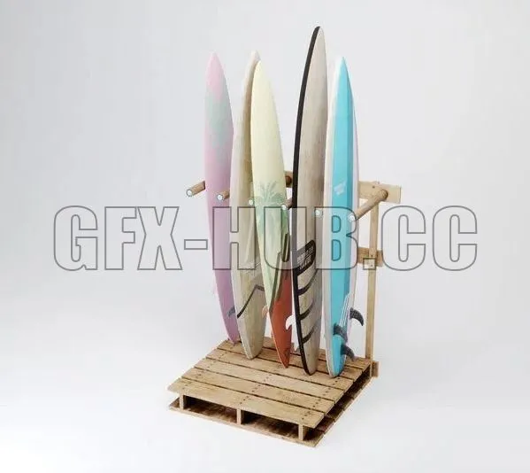PBR Game 3D Models – Surfboard Rack