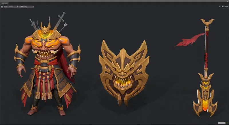 PBR Game 3D Models – Sword and shield monster