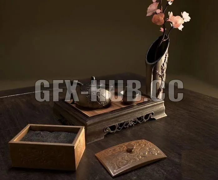 PBR Game 3D Models – Tea set asset
