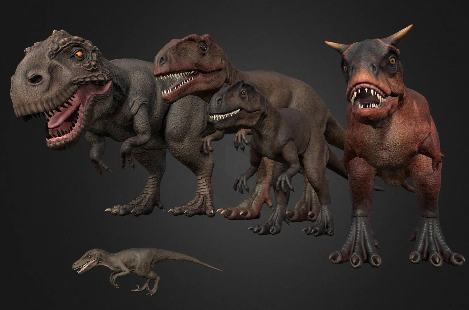 PBR Game 3D Models – Theropods Pack