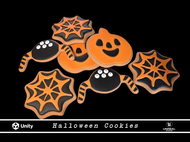 PBR Game 3D Models – Three Halloween Cookies