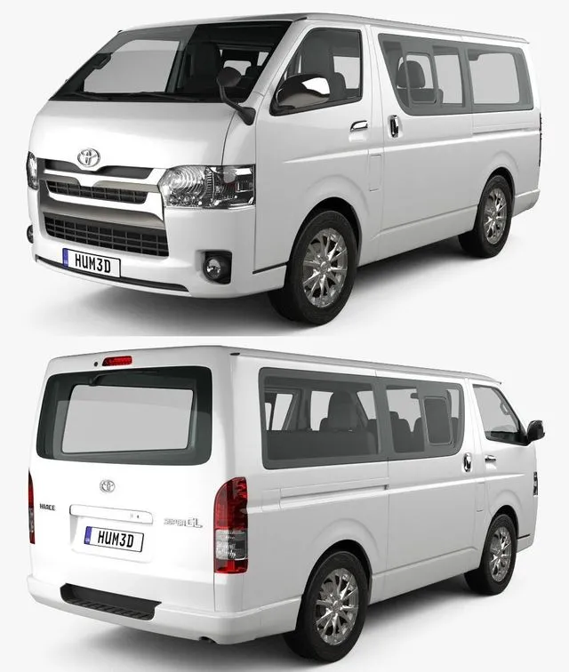 PBR Game 3D Models - Toyota Hiace LWB Combi with HQ interior 2013
