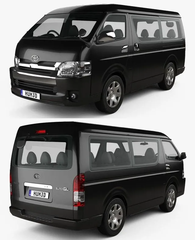 PBR Game 3D Models – Toyota Hiace Passenger Van L1H2 GL 2013