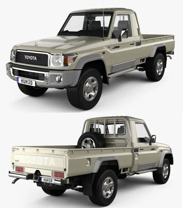 PBR Game 3D Models – Toyota Land Cruiser Single Cab Pickup with HQ interior 2007