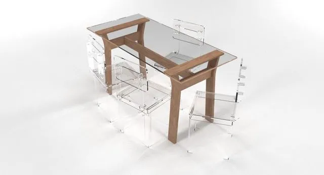 PBR Game 3D Models – Transparent Dining Table Set