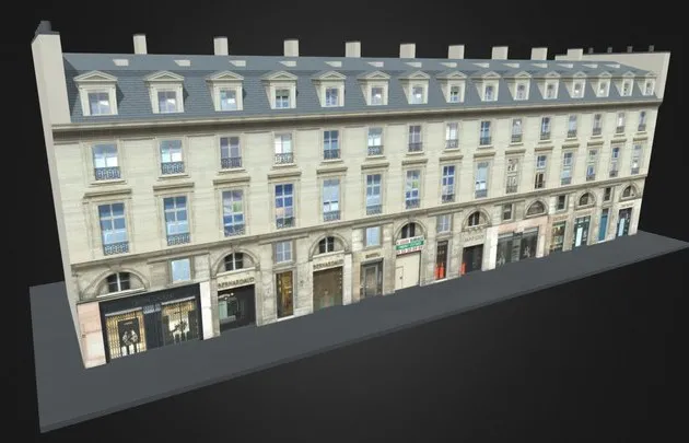 PBR Game 3D Models - Typical Parisian Apartment Building 09