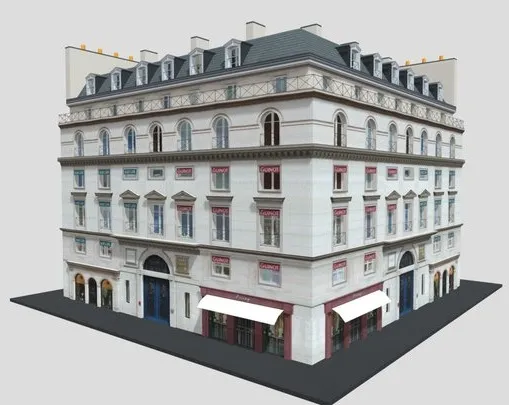 PBR Game 3D Models - Typical Parisian Apartment Building 22