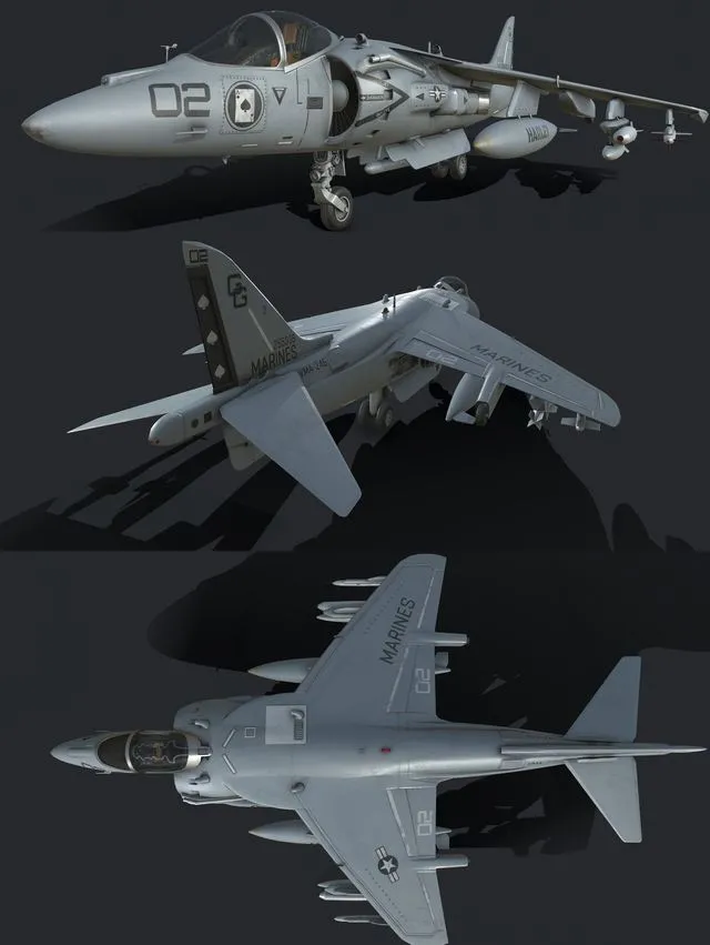 PBR Game 3D Models – USMC AV-8B Super-Harrier II