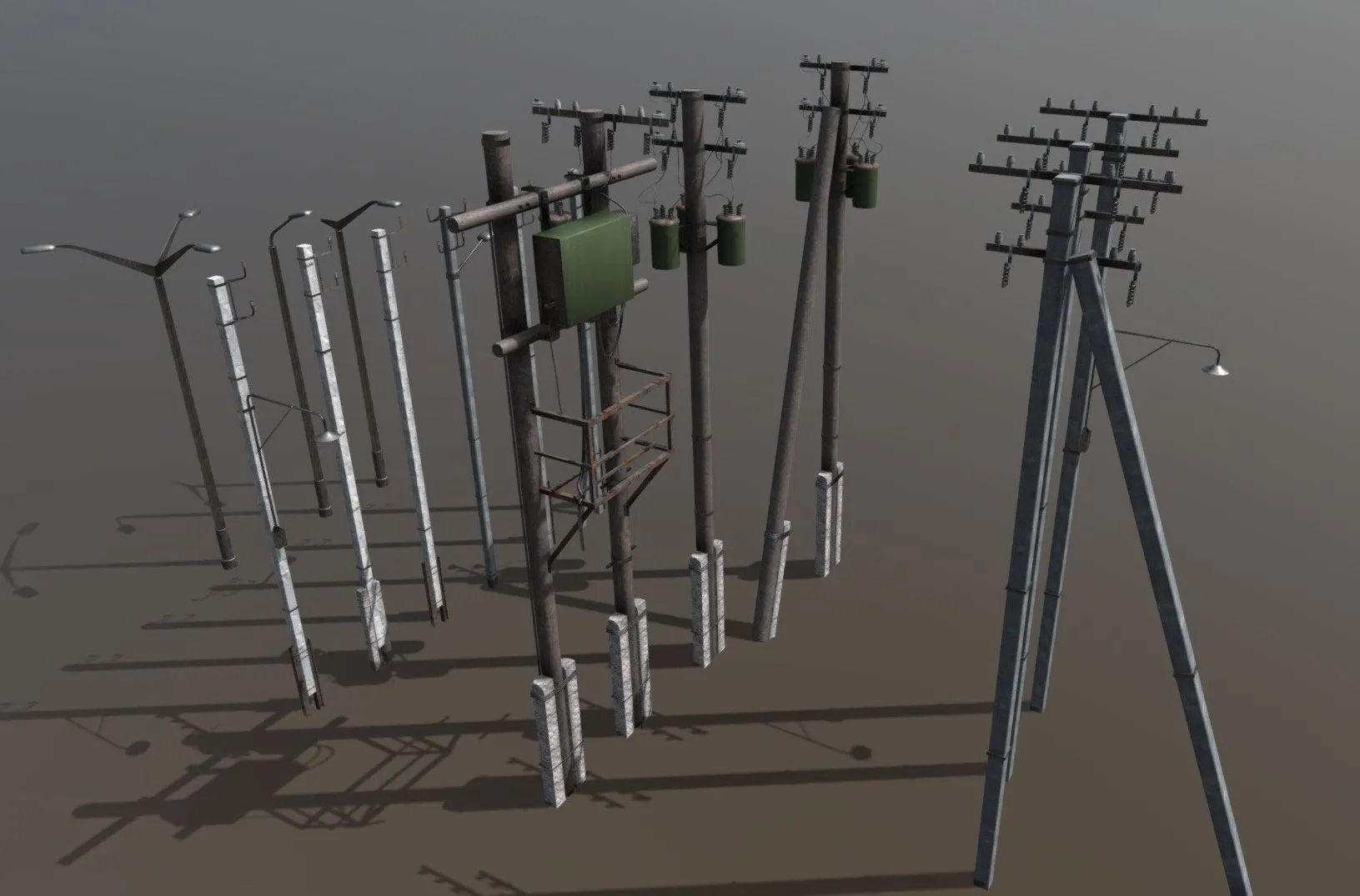 PBR Game 3D Models – Utility Electric Poles Pack