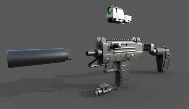 PBR Game 3D Models – UZI-Pro gun