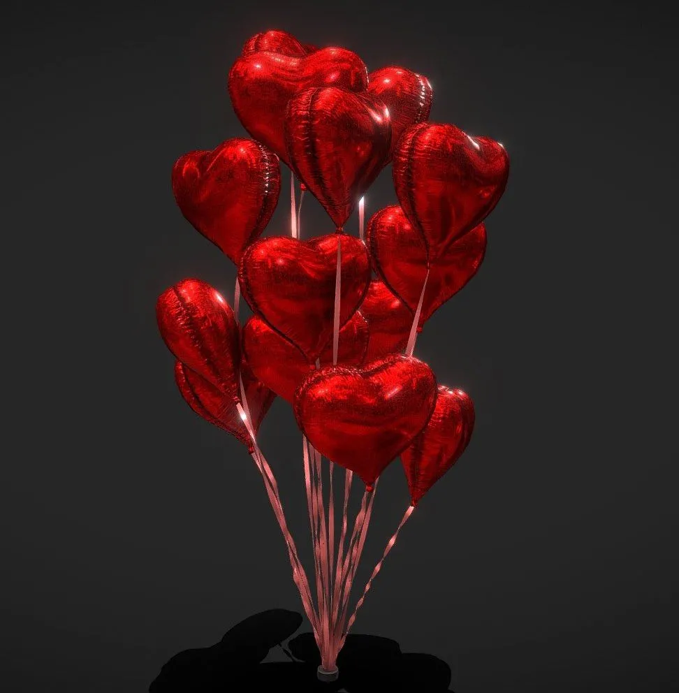 PBR Game 3D Models – Valentine Heart Balloons Animated Low Poly