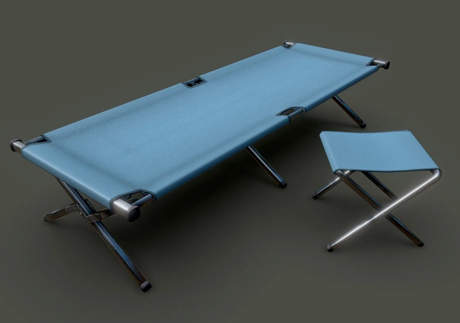 PBR Game 3D Models – Velbed Folding Chair And Bed Lowpoly Game Asset