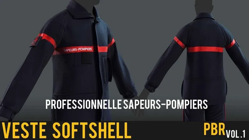 PBR Game 3D Models – Veste Softshell Professionnelle Sapeurs-Pompiers