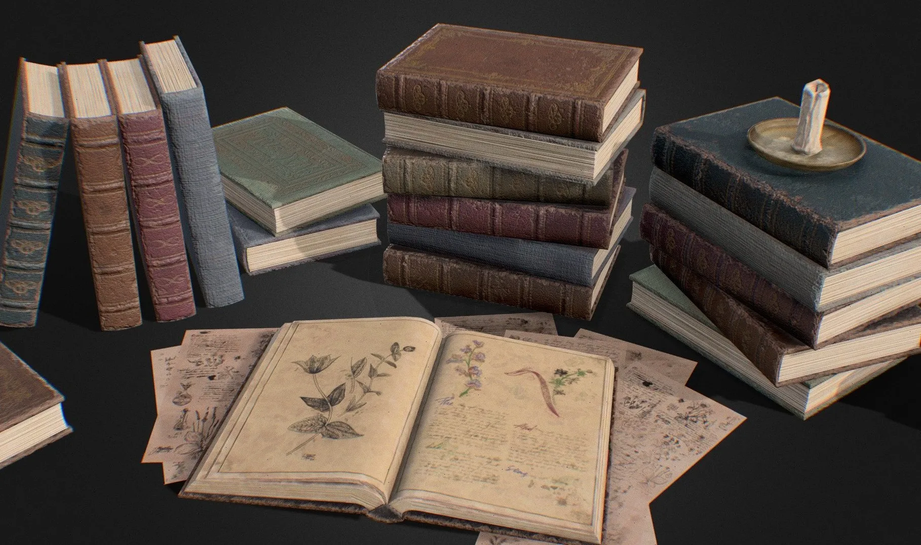 PBR Game 3D Models – Victorian Books