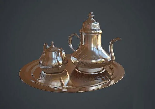 PBR Game 3D Models – Victorian era silver teapot