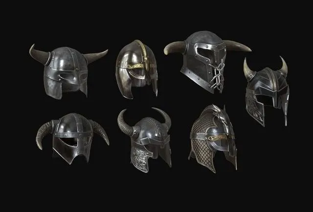 PBR Game 3D Models – Viking and medieval helmets collection
