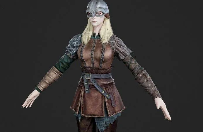 PBR Game 3D Models – Viking girl woman fighter